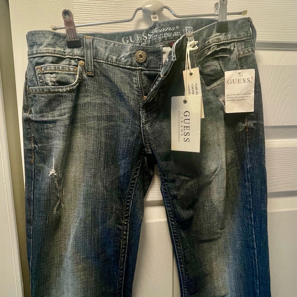 Guess Jeans Dark, Slightly Distressed, Wash Denim